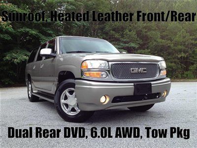 Denali sunroof heated leather front &amp; rear dual rear dvd 6.0l awd 8 passenger