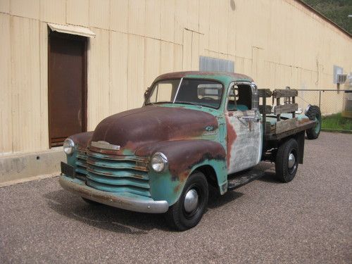 1948 chevy 3/4 ton flatbed, six cyl, 4speed, hotrod, patina,old arizona truck,
