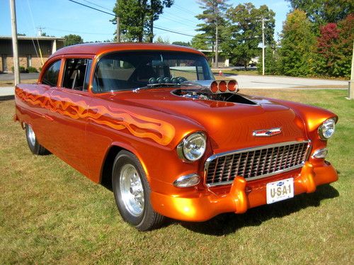 1955 chevrolet 210 street rod blown  killer tri 5 tangerine