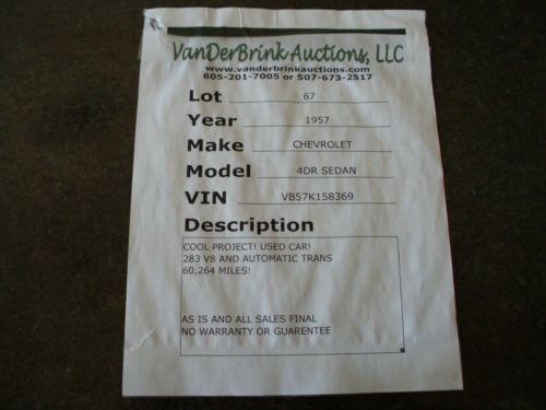 LAMBRECHT CHEVROLET ORIGINAL 1957 CHEVROLET 210 SEDAN POWER PACK!, image 21