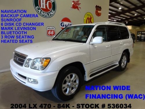 2004 lx 470,sunroof,nav,htd lth,mark levinson,3rd row,18in whls,84k,we finance!!