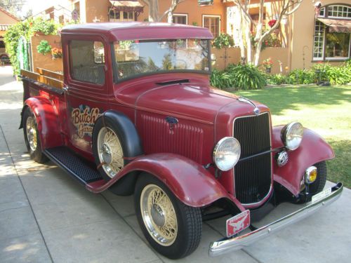 1934 ford pickup, old school built hot rod, columbia, juice brakes, mordrop, sbc