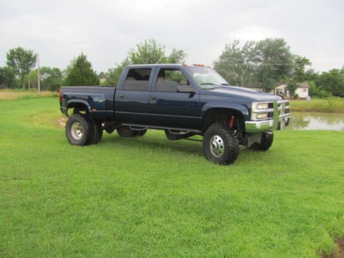 2000 chevrolet k3500 ls crew cab pickup 4-door 7.4l 4x4 lifted custom dually