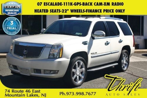 07 escalade-111k-gps-back cam-xm radio-heated seats-finance price only