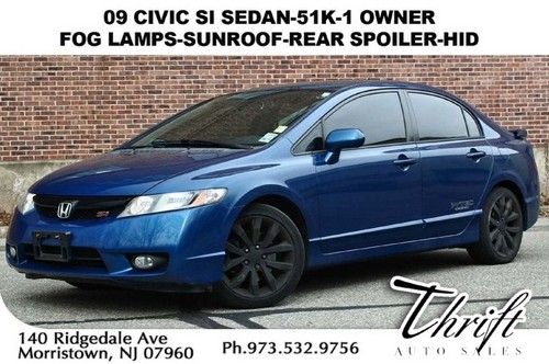 09 civic si sedan-51k-1 owner-fog lamps-sunroof-rear spoiler-hid