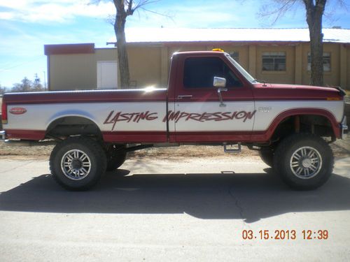 1985 ford f-250 4x4 69k miles red and silver lifted lasting impression decals