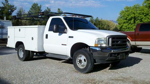2004 ford f-350 4x4 diesel dual tires with utility bed and pipe rack
