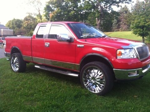 2004 ford f-150 xlt 5.4 triton 4x4 4 door red 24" rims