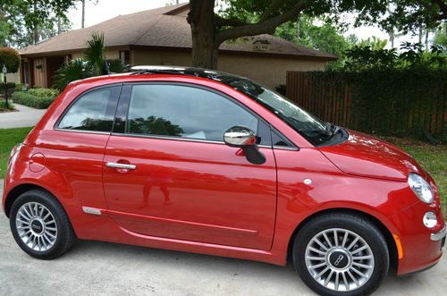 Loaded fiat 500 lounge 2012 red leather interior- rare, low miles, extd warranty