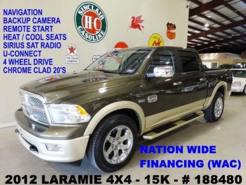 2012 ram 1500 laramie longhorn 4x4,nav,htd/cool lth,chrome 20&#039;s,15k,we finance!!