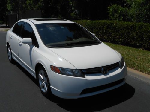 Honda civic 2007 4dr ex navi white extended moonroof power warranty florida