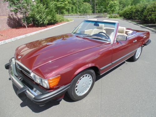 1988 mercedes benz 560sl low mileage cabernet red creme beige must see !!!