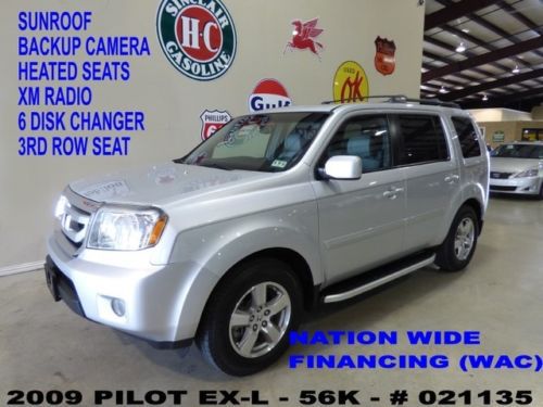 2009 pilot ex-l fwd,sunroof,back-up cam,htd lth,6disk cd,3rd row,56k,we finance!