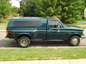 1995 ford 350 xlt dually, auto/od, 351 windsor, emerald grn, chrome rims, loaded