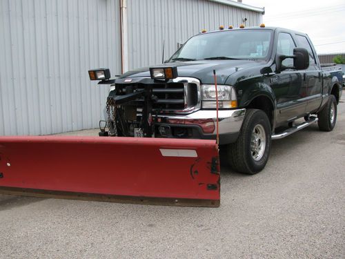 2002 f250 lariat 4x4 crew cab short bed w/8' western ultra mount snow plow - nr