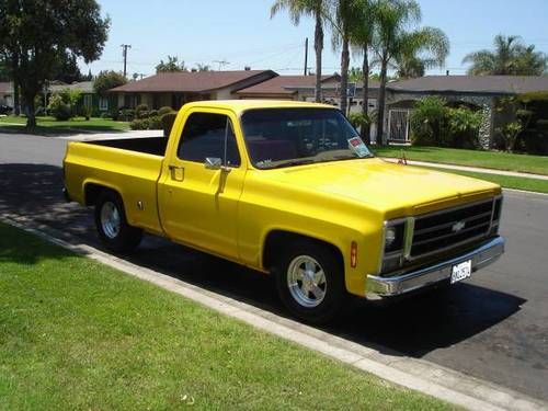 1974 short bed fleetside 350/700r4 corvette yellow outside tan inside cool truck