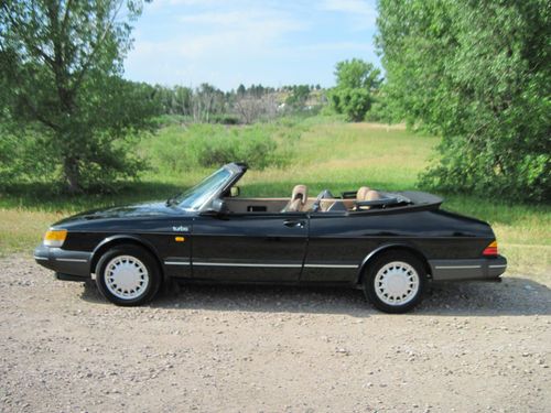 1990 saab 900 turbo convertible 2-door 2.0l fwd,black with tan interior,224k