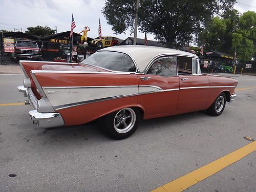 1957 chevrolet bel air 4 door hard top no reserve very clean fl car runs great