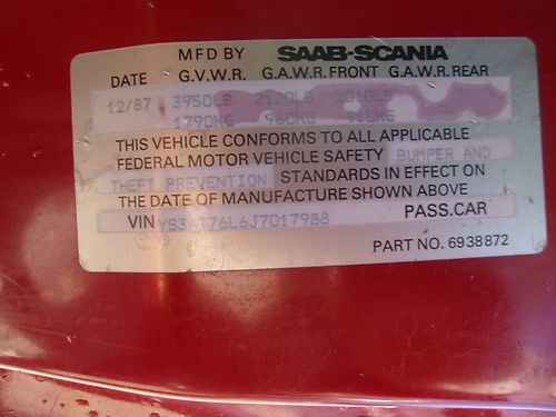 1988 Saab 900 Turbo Convertible 2-Door 2.0L, US $2,800.00, image 18