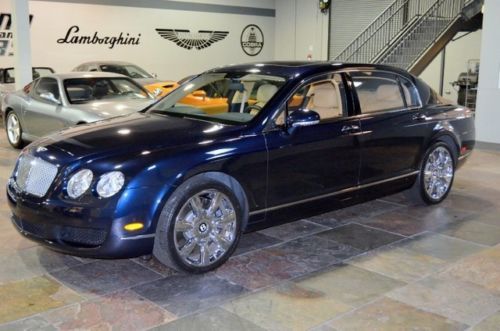 Bentley continental flying spur 552 hp w12 dark sapphire chrome factory wheels