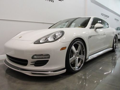 2011 porsche panamera white/biege, bodykit + hre wheels, warranty, buy $894/mo