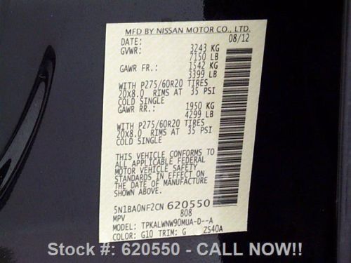 2012 NISSAN ARMADA PLATINUM SUNROOF NAV DVD 22'S 17K MI TEXAS DIRECT AUTO, US $36,980.00, image 11