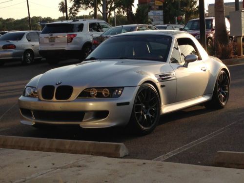 2000 bmw z3 m roadster convertible 2-door 3.2l titanium silver red/black interio