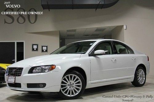 2007 volvo s80 i6 3.2l sedan ice white/tan certified pre owned warranty clean!!