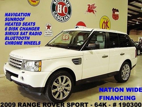 09 range rover sport sc,sunroof,nav,htd lth,6 disk cd,chrome 20's,64k,we finance