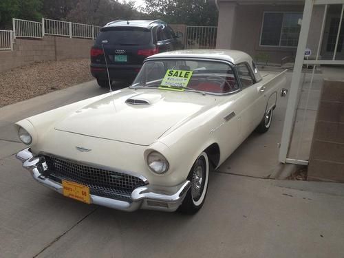 1957 thunderbird 57 tbird white w/ red and white interior and porthole hardtop