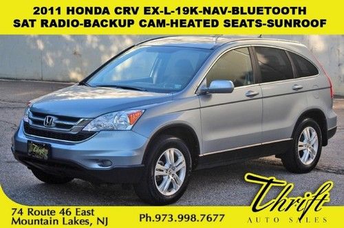 2011 honda crv ex-l-19k-nav-bluetooth-sat radio-backup cam-heated seats-sunroof