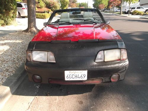 1988 ford mustang gt covertible low miles no reserve rare red &amp; white interior