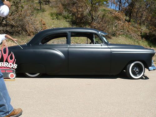 1953 chevy 2dr. with shaved doors lowered 235 engine new interior