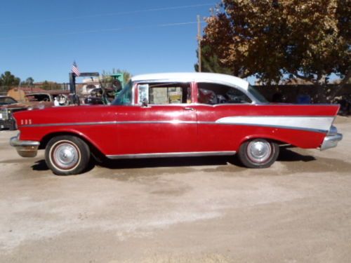 1957 chevy barn find 2dr sedan true bel air p/s p/b 283 auto solid one owner