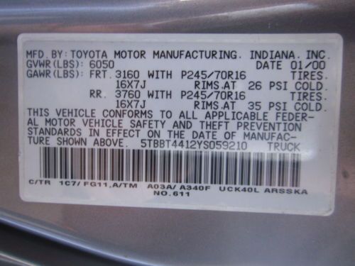 2000 TOYOTA TUNDRA 4-DR. MINOR DAMAGE, "REBUILDABLE SALVAGE", image 46