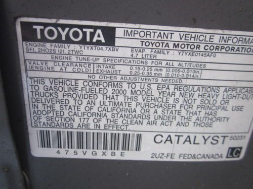 2000 TOYOTA TUNDRA 4-DR. MINOR DAMAGE, "REBUILDABLE SALVAGE", image 47