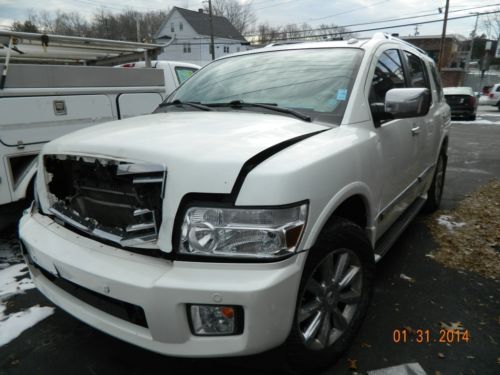 2009 infiniti qx56 pearl white light front end damage !!look!!