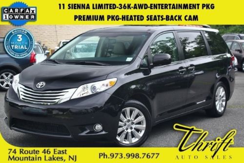 11 sienna limited-36k-awd-entertainment pkg-premium pkg-heated seats-back cam