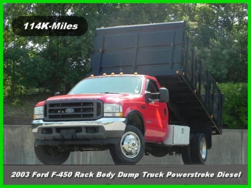 03 ford f-450 xl regular cab rack body dump truck 6.0l power stroke diesel ac