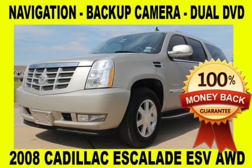 2008 cadillac escalade esv awd,dual dvd,navigation,backup camera