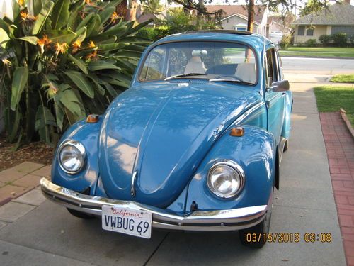 1969 volkswagen beetle - vw bug with sunroof and pop-out rear windows