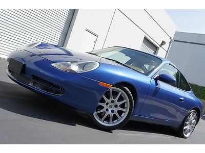1999 porsche 911 carrera cobalt blue 6 speed low miles tan leather 18" whls