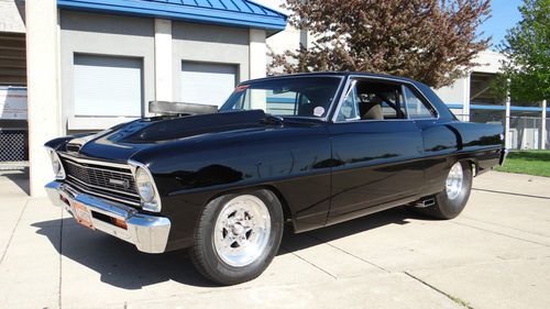 1966 chevy ii nova  - prostreet, blown 355cid, tuxedo black .....real ss !!