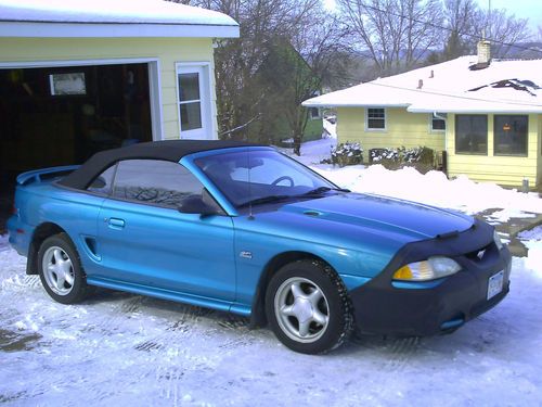 1994 teal mustang gt convertible new top