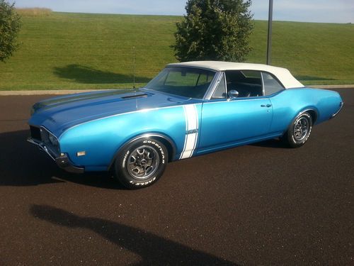 1968 convertible cutlass 442 tribute marina blue buckets numbers matching