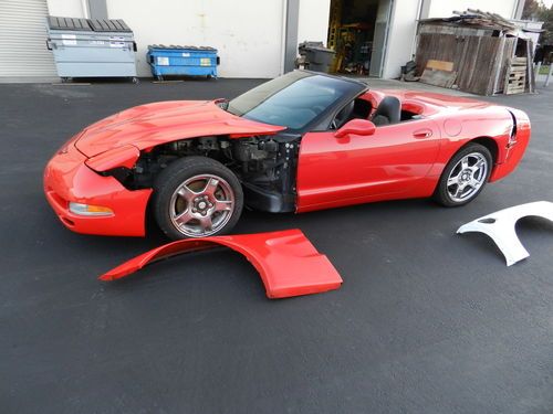 1998 corvette convertible red on black 5.7 cu 6 speed stick c5