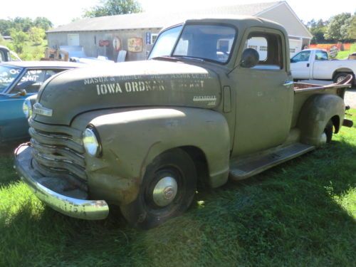 1950 chevy 3100 3 window barn find killer patina v8