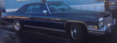 Blue 1973 cadillac 2 door little old lady from beverly hills 86k garaged find !