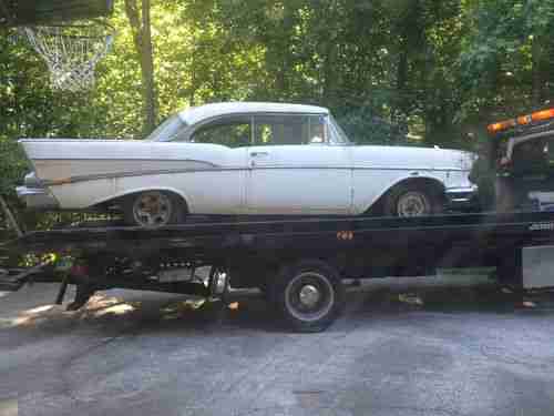 1957 Chevy Bel Air 2 Door Hard Top White Project Car, image 7