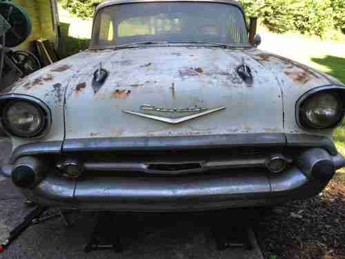 1957 Chevy Bel Air 2 Door Hard Top White Project Car, image 8